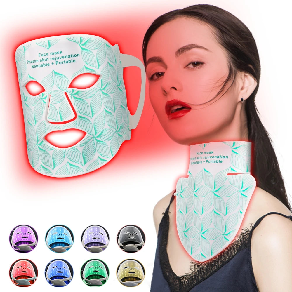 LED Light Therapy Face & Neck Mask 8 Colors Professional Anti-Aging & Acne Treatment