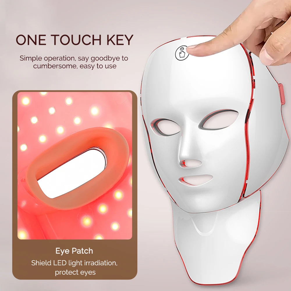 Face & Neck Beauty Mask 7 Colors Light LED Professional Anti-Aging Light Therapy at Home