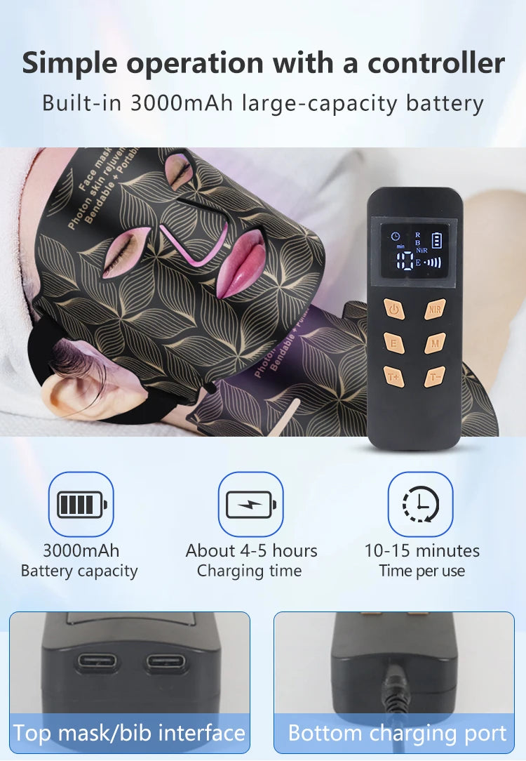 LED Light Therapy Face & Neck Mask 8 Colors Professional Anti-Aging & Acne Treatment