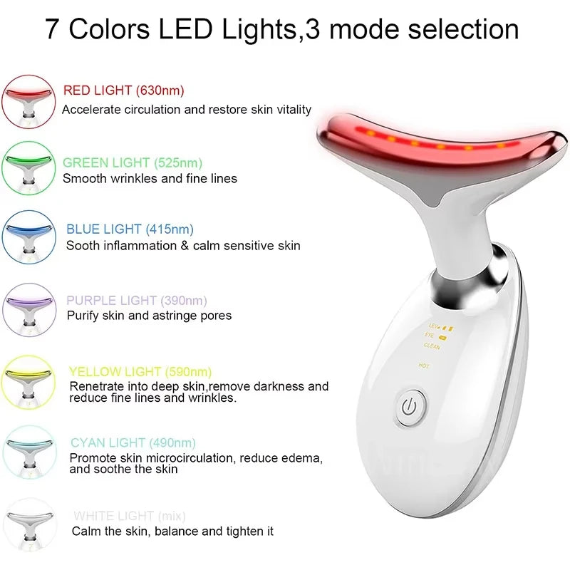 7-Color LED Face &amp; Neck Lifting Massager   Professional Anti-Aging Beauty Device